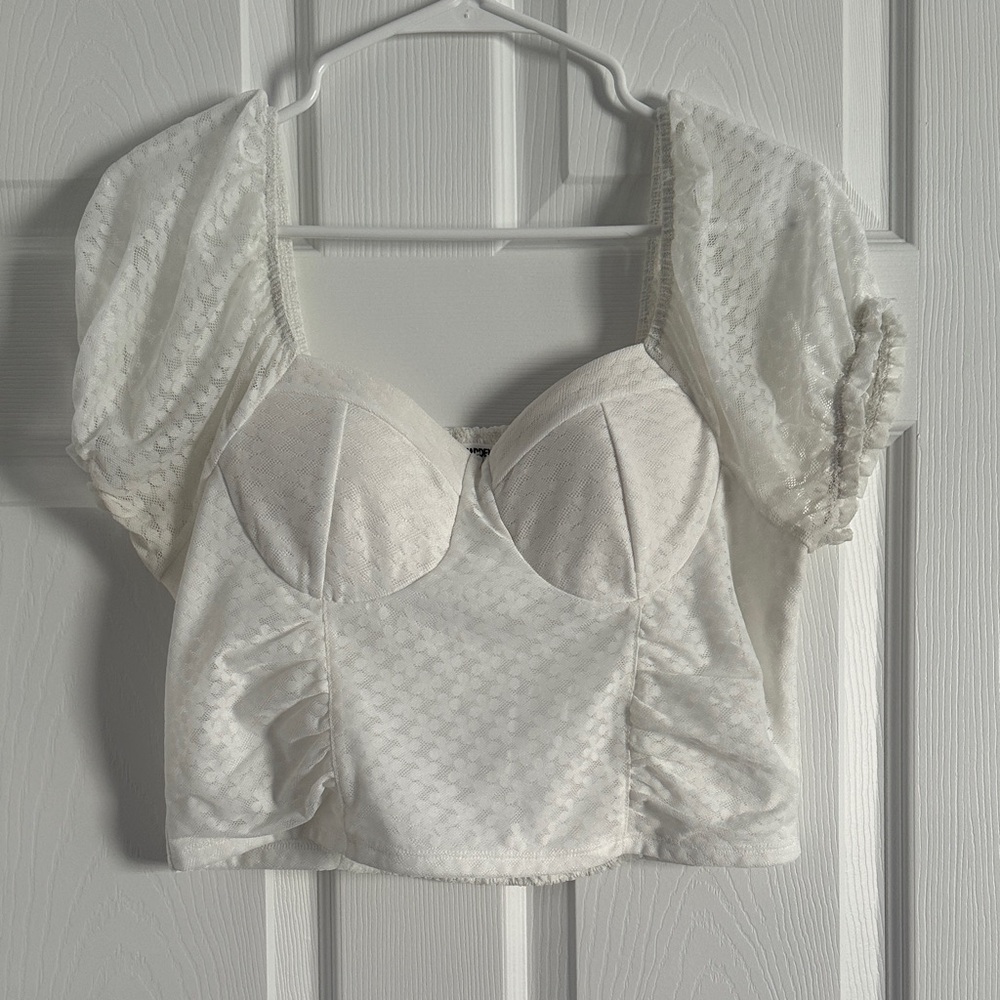 White Puff Sleeve Crop Top